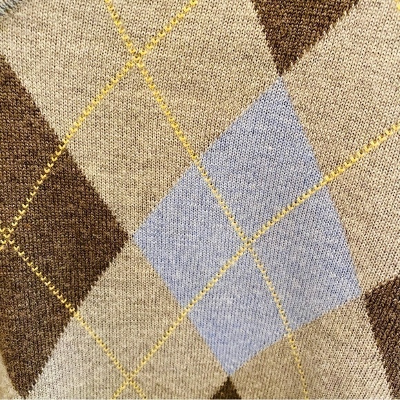 Brooks Brothers Academia Italian Merino Wool Argyle Knit Sweater Gray MEDIUM - Picture 4 of 6